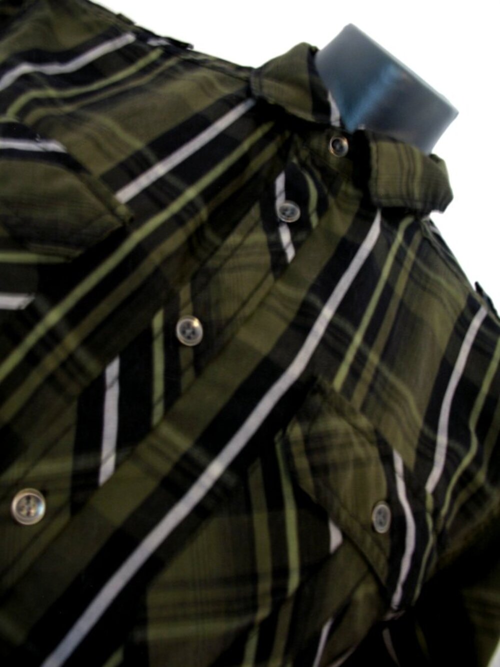 Rock & Republic Mens Green/Black, Plaid Long Sleeve Shirt Western Sz Medium